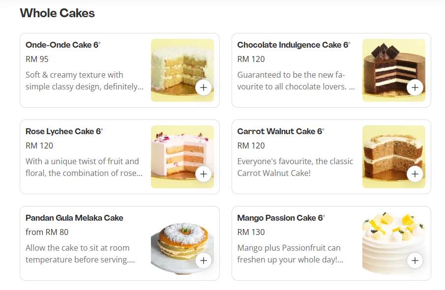 Eat Cake Today Whole Cakes Menu Prices