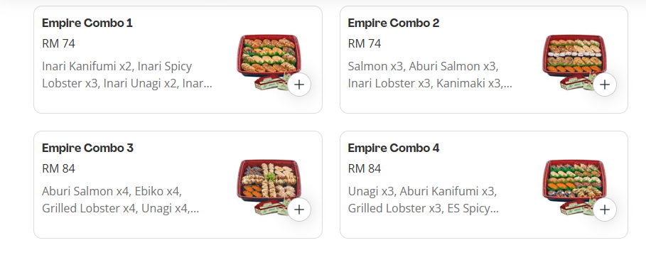 Empire Sushi Empire Combo Boxes Menu Prices