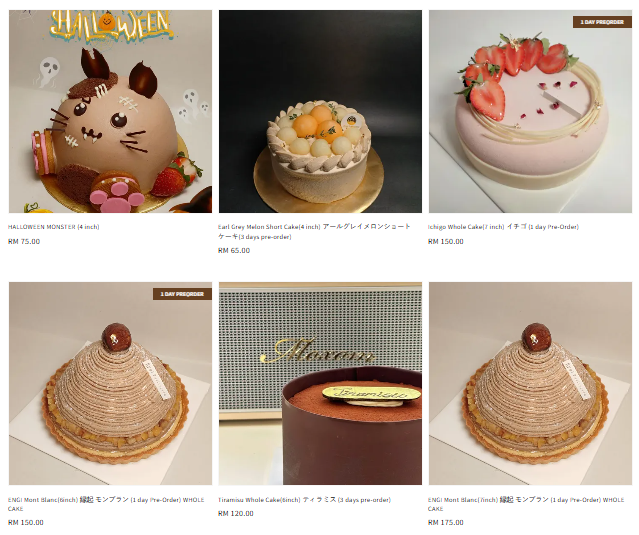 Engi Patisserie Whole Cakes Menu Prices