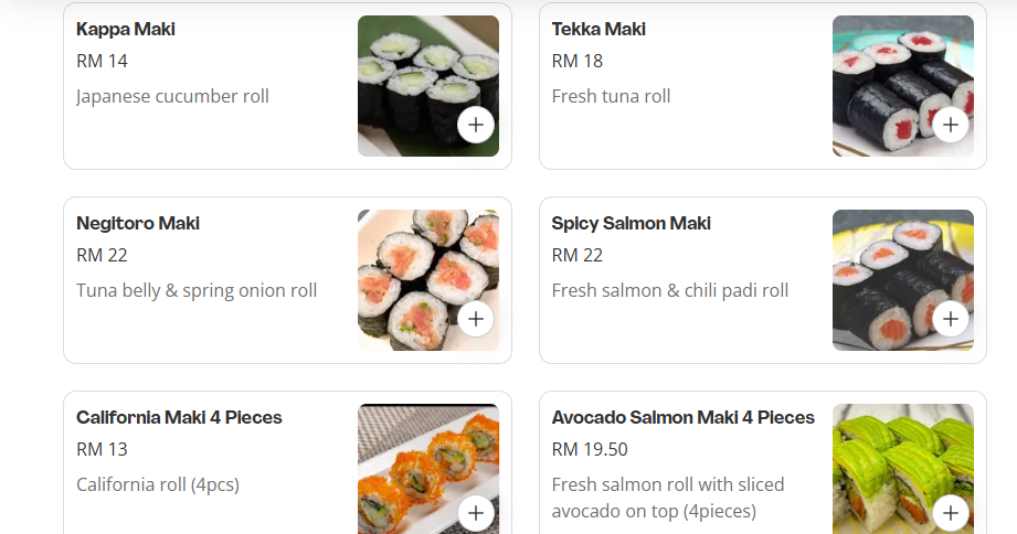 Enoshima Maki Menu Prices