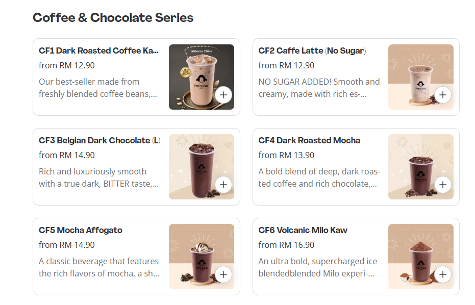 Hercaa Coffee & Chocolate Series Prices