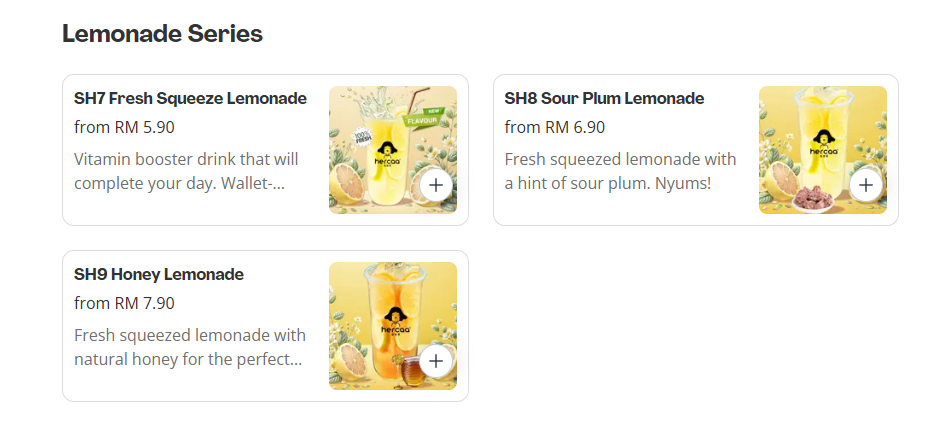 Hercaa Lemonade Series Prices