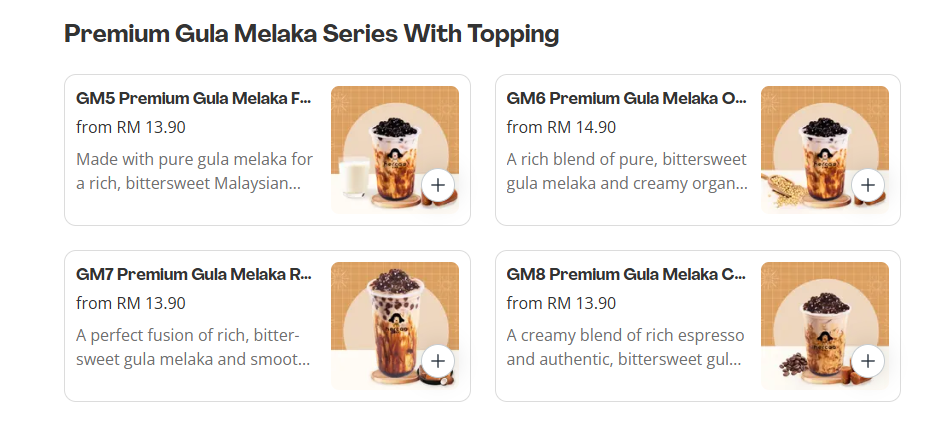 Hercaa Premium Gula Melaka Series With Topping Prices