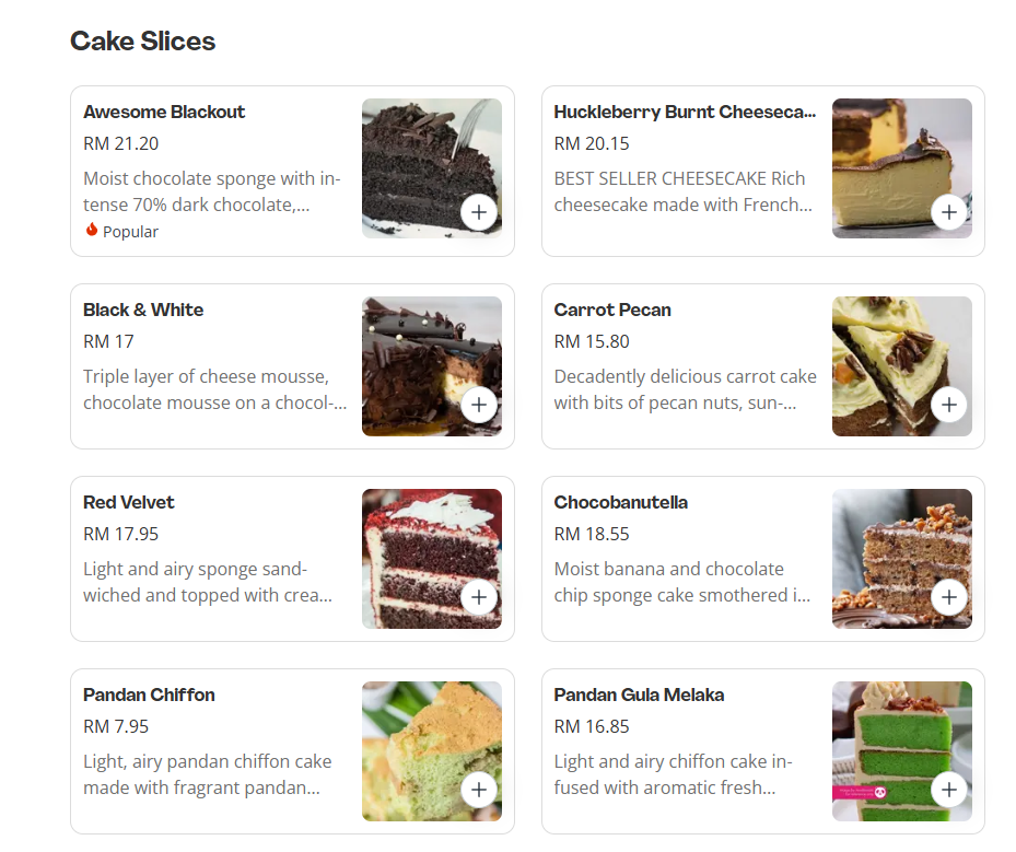 Huckleberry Cake Slices Prices