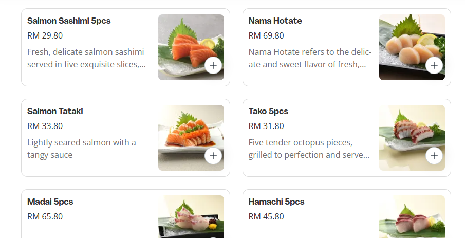 Ichiban Boshi Sashimi Menu Prices