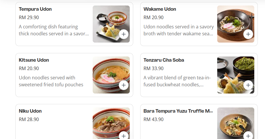 Ichiban Boshi Udon & Soba Menu Prices