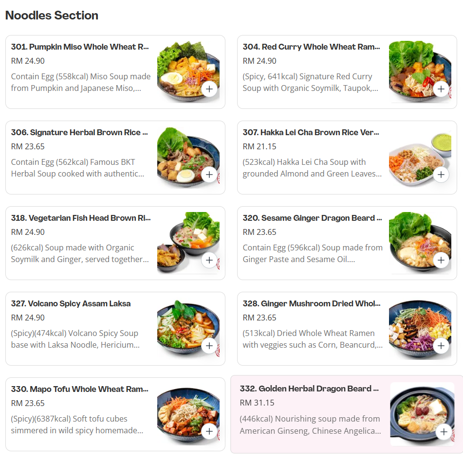 Idealite Noodles Section Prices