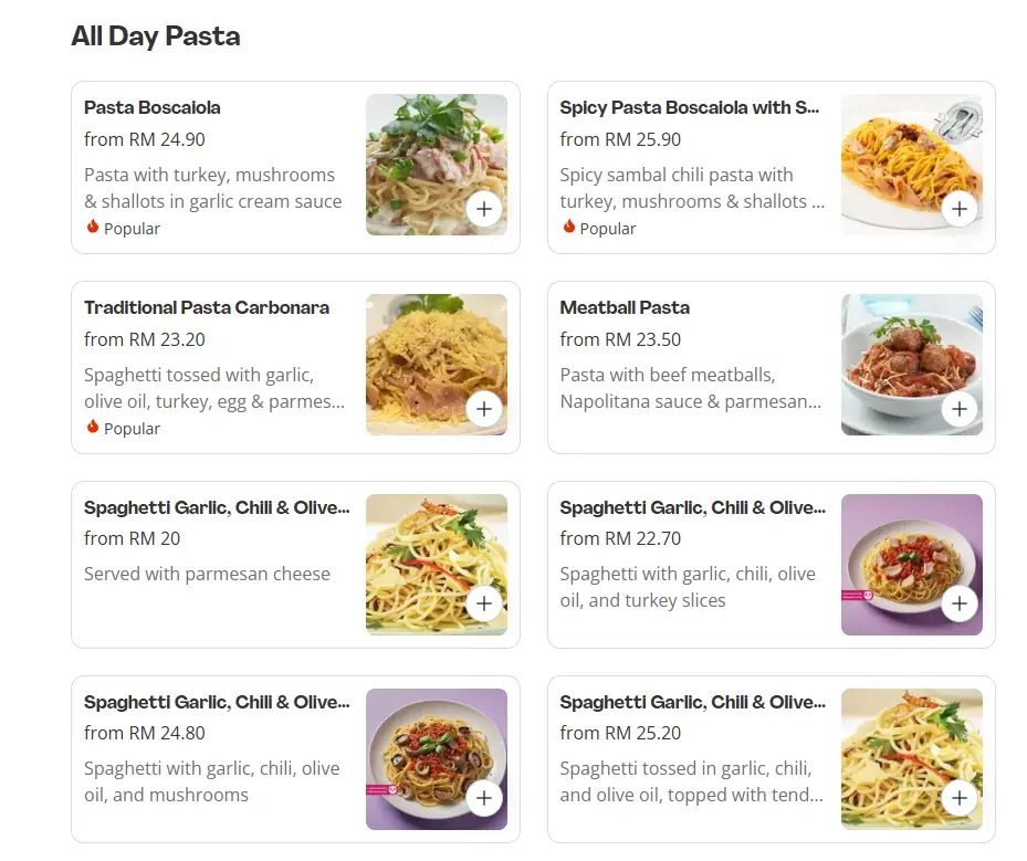 Jamaica Blue All Day Pasta Prices