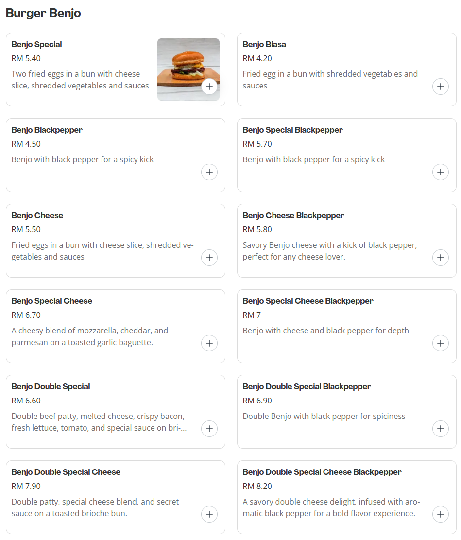 John Burger - Burger Benjo Menu Prices