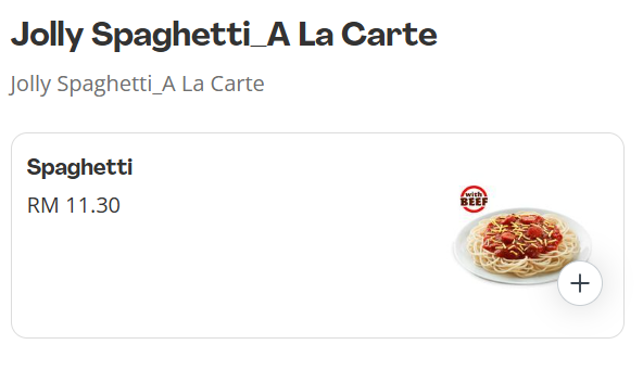 Jollibee Jolly Spaghetti_A La Carte Menu Prices