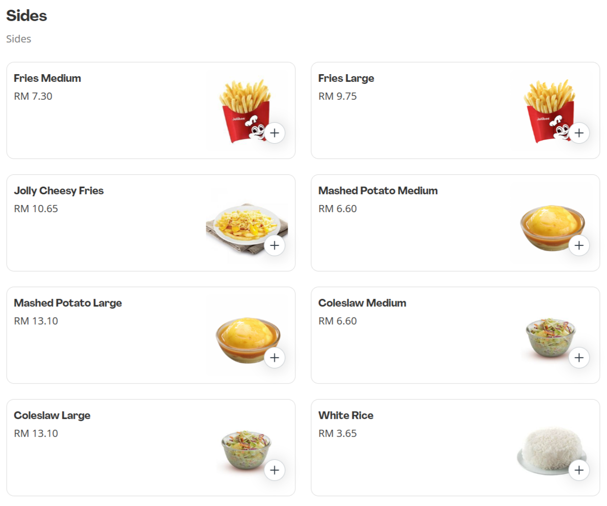 Jollibee Sides Menu Prices