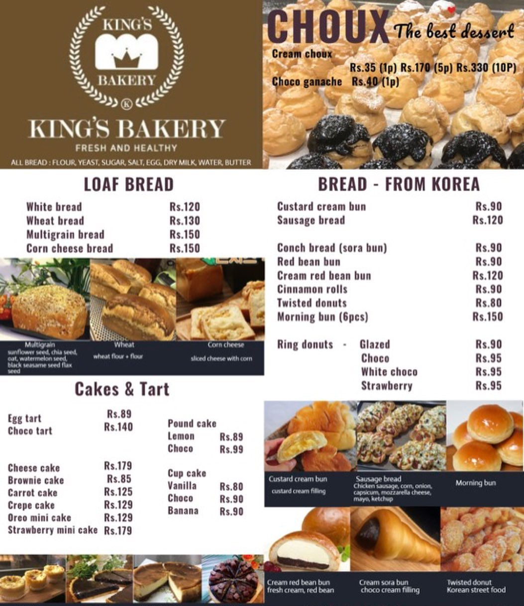 King’s Bakery Menu