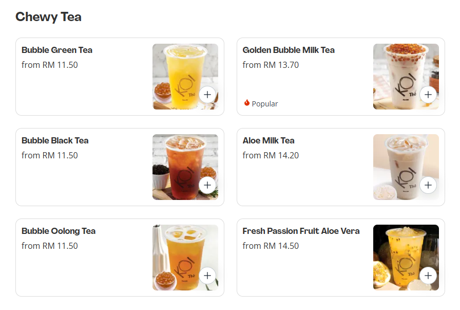 Koi Chewy Tea Prices