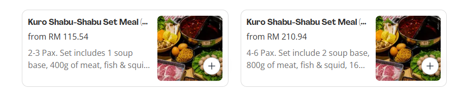 Kuro Japanese Steamboat Set Meals Menu Prices