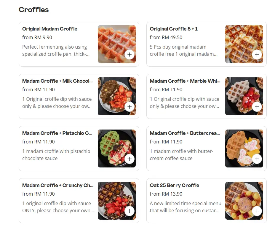 Madam Croffle -Croffles Prices