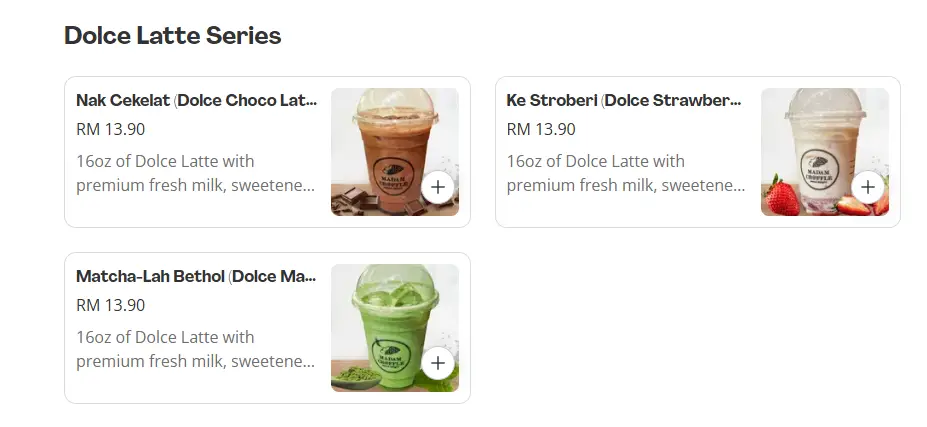 Madam Croffle Dolce Latte Series Prices