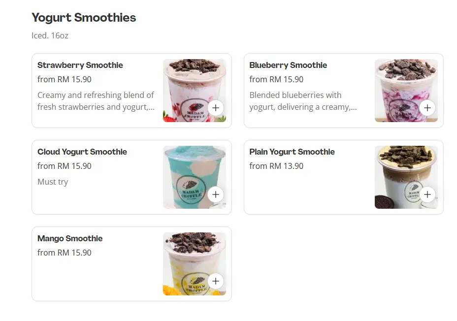 Madam Croffle Yogurt Smoothies Prices