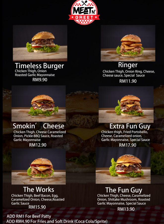 Meat N’ Greet Burgers Menu Prices