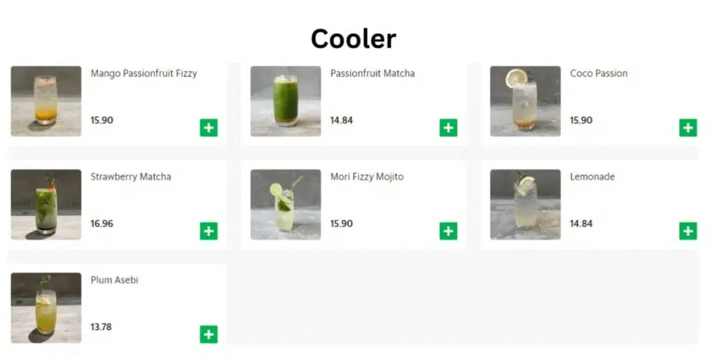 Mori Kohi Cooler Menu Prices