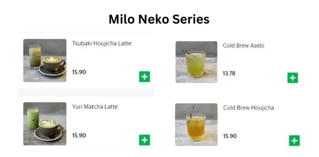 Mori Kohi Niko-Neko Series Menu Prices