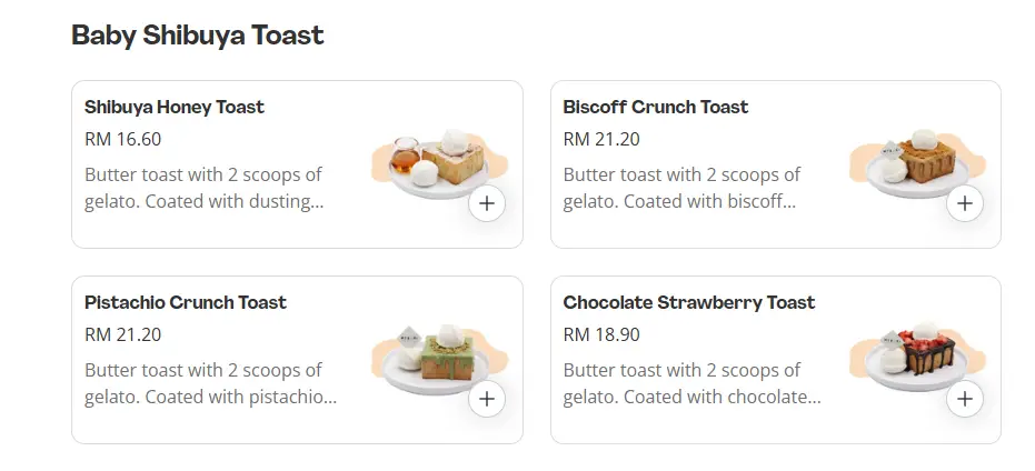 Mykori Baby Shibuya Toast Prices