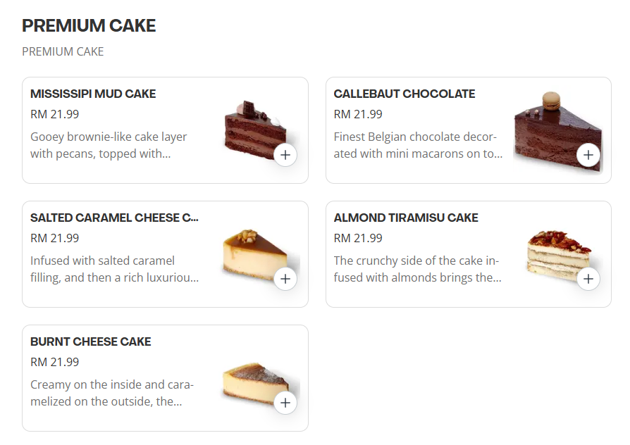 Nifayyi Cafe PREMIUM CAKE Prices