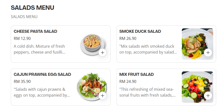 Nifayyi Cafe SALADS MENU Prices