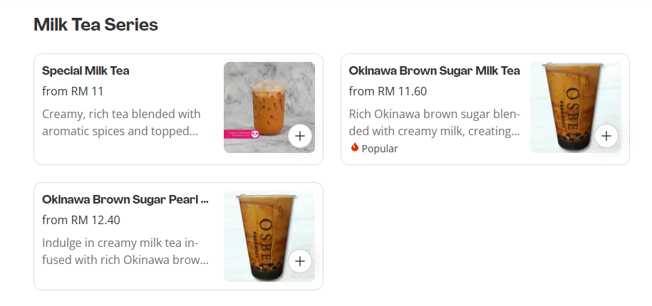 OSBEL Milk Tea Series Menu Prices