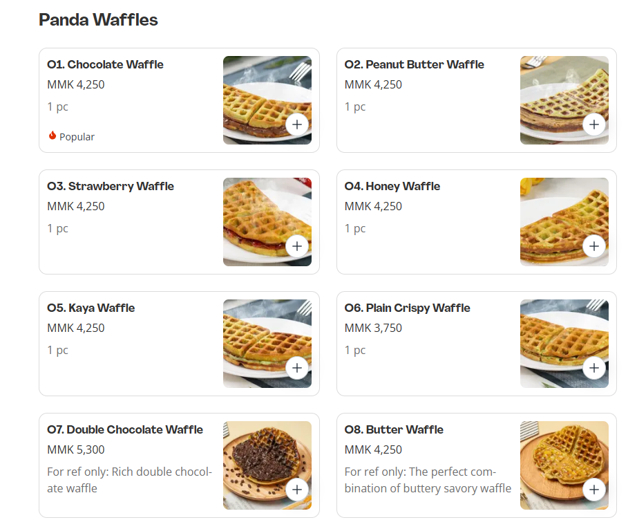 Oh Cha Matcha Panda Waffles Prices