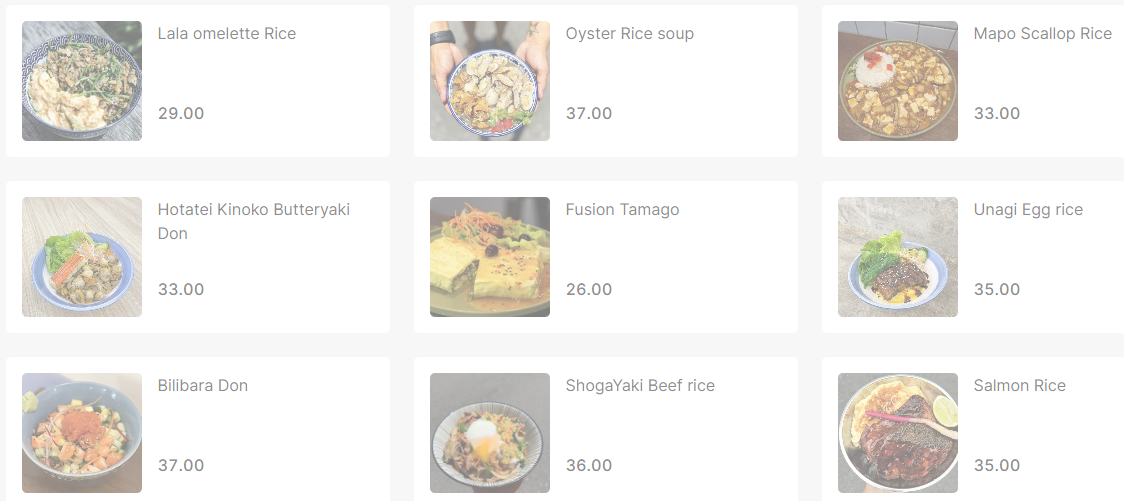 Papasan Canteen Rice Menu Prices