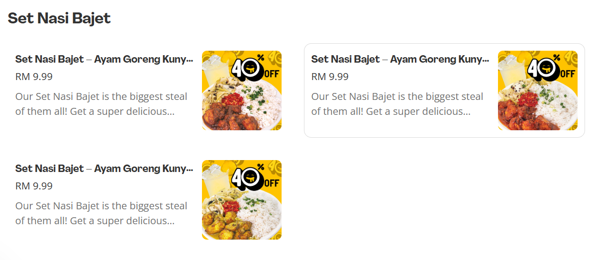 Pop Meals Set Nasi Bajet Menu Prices