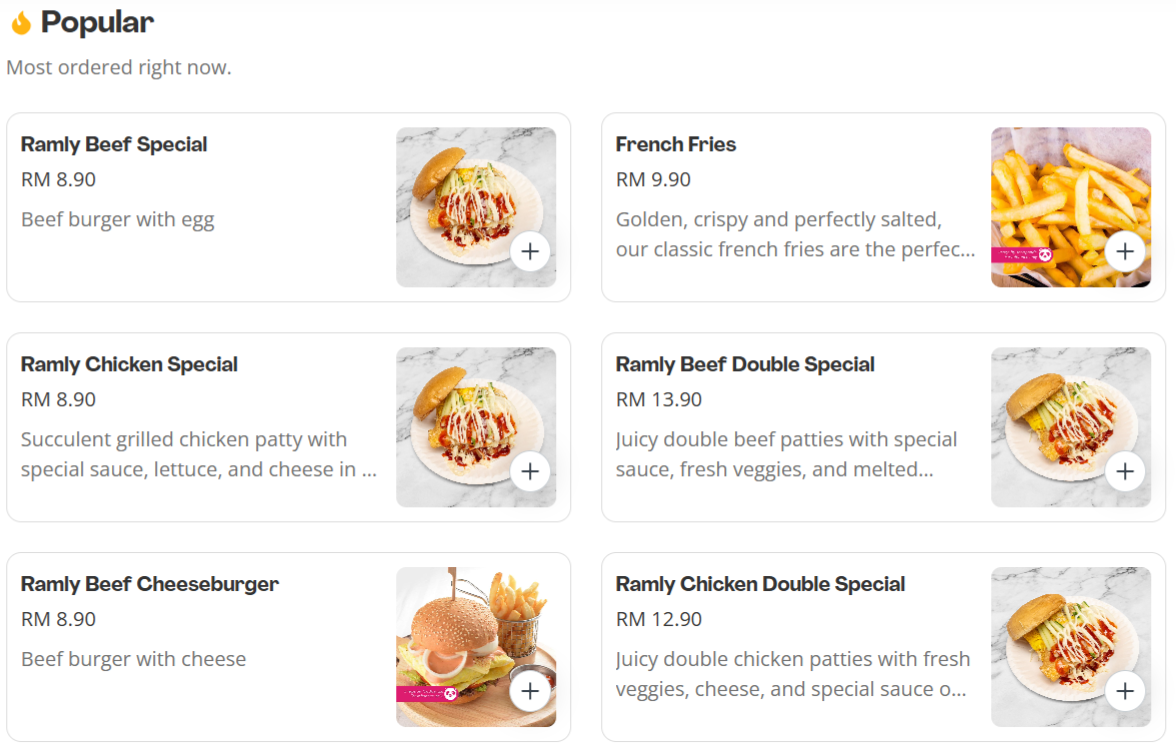 Ramly Burger Popular Menu Prices