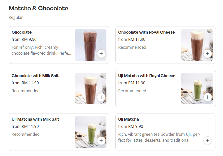 Royaltea Matcha & Chocolate Regular Prices