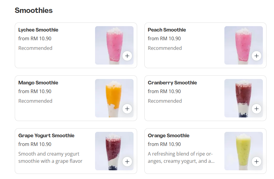 Royaltea Smoothies Prices