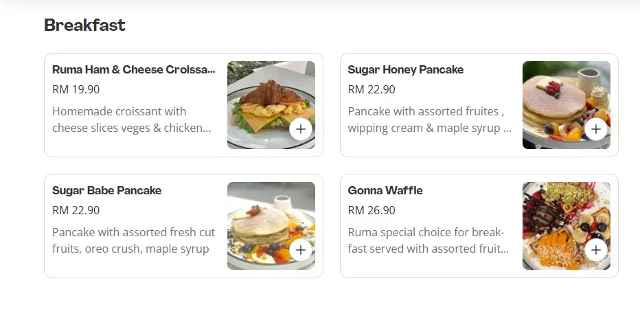 Ruma Puteh Breakfast Menu Prices