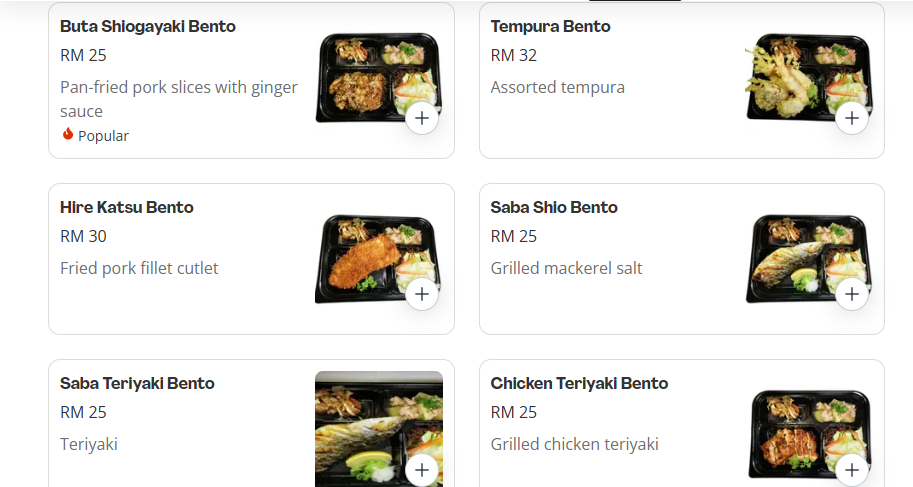 Ryoshi Izakaya Bento Prices