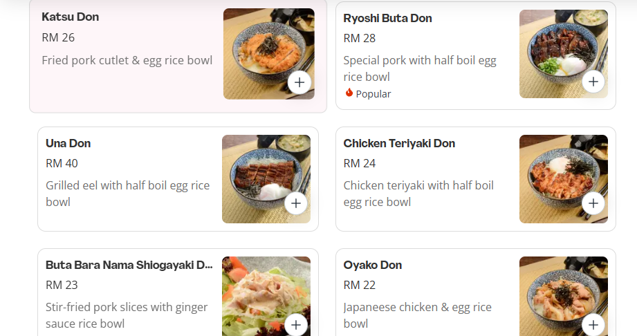 Ryoshi Izakaya Rice & Noodles Menu Prices