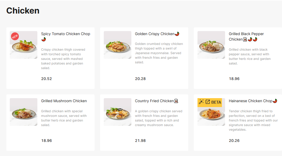 Secret Recipe Chicken Menu Prices