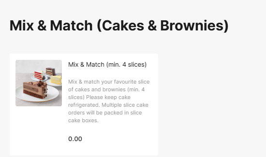 Secret Recipe Mix & Match (Cakes & Brownies) Prices