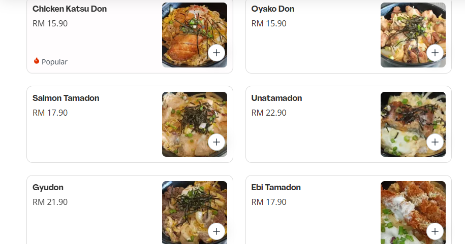 Sim Japanese Cuisine Donburi Menu Prices