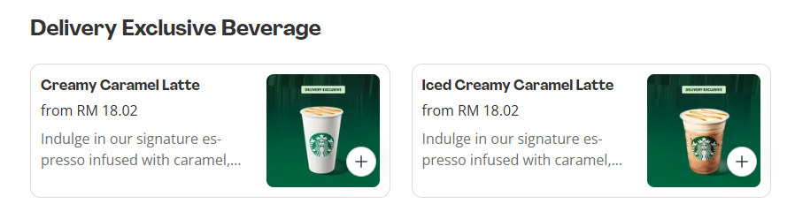 Starbucks Delivery Exclusive Beverage Prices