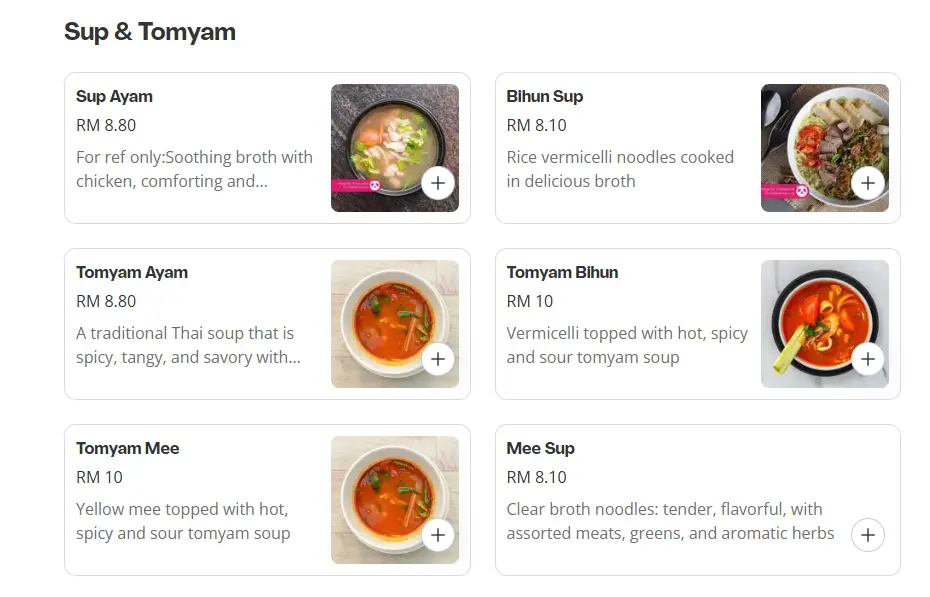 Sulaiman’s Famous Cendol KL Sup & Tomyam Prices