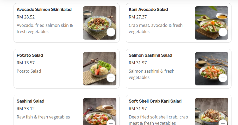 Sushi Tei Salad Menu Prices