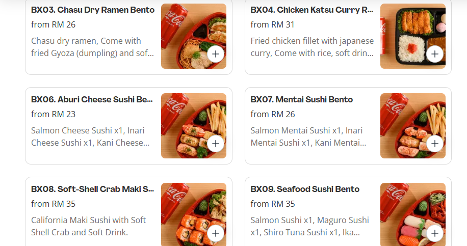 Sushi Wafu Bento Menu Prices