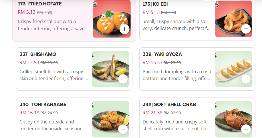 Sushi Ya Agemono Menu Prices