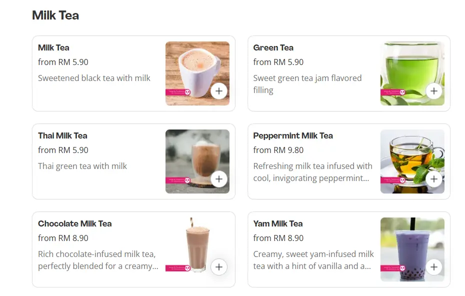 Tea time Milk Tea Prices