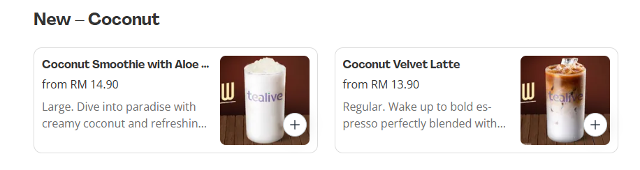 Tealive New - Coconut Prices