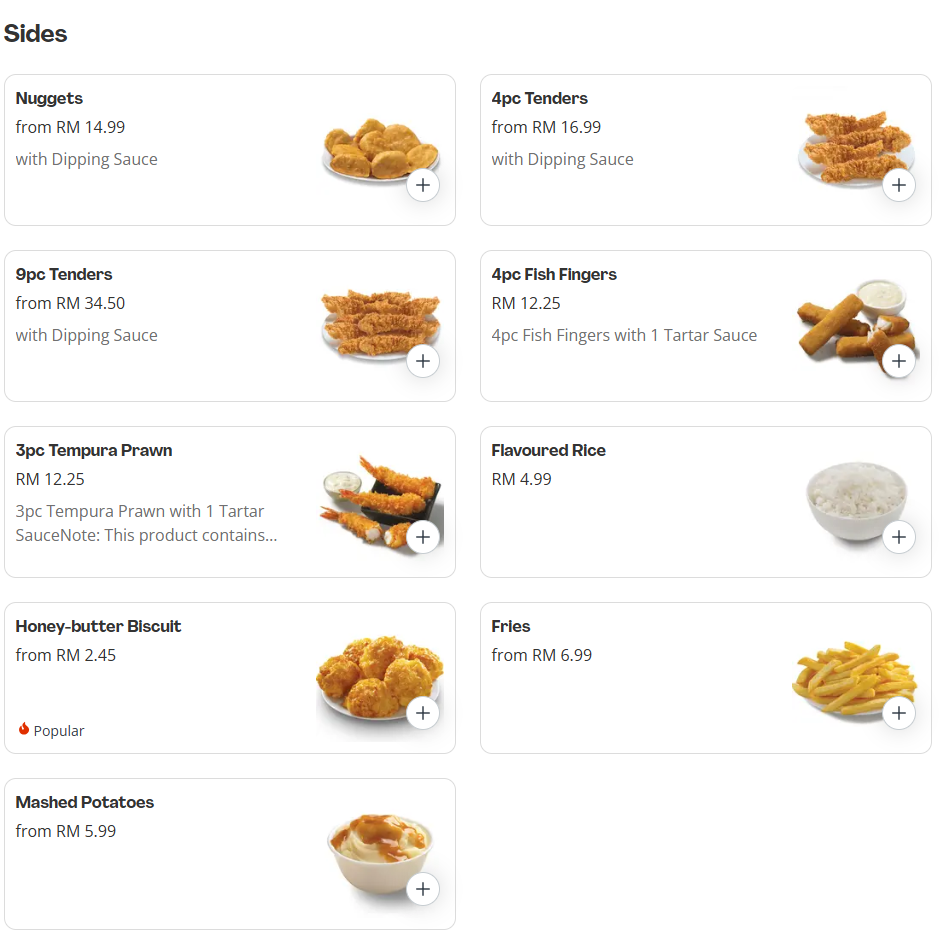 Texas Chicken Sides Menu Prices