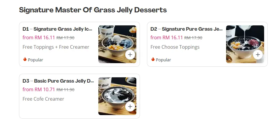 The Grass Signature Master of Grass Jelly Desserts Menu Prices