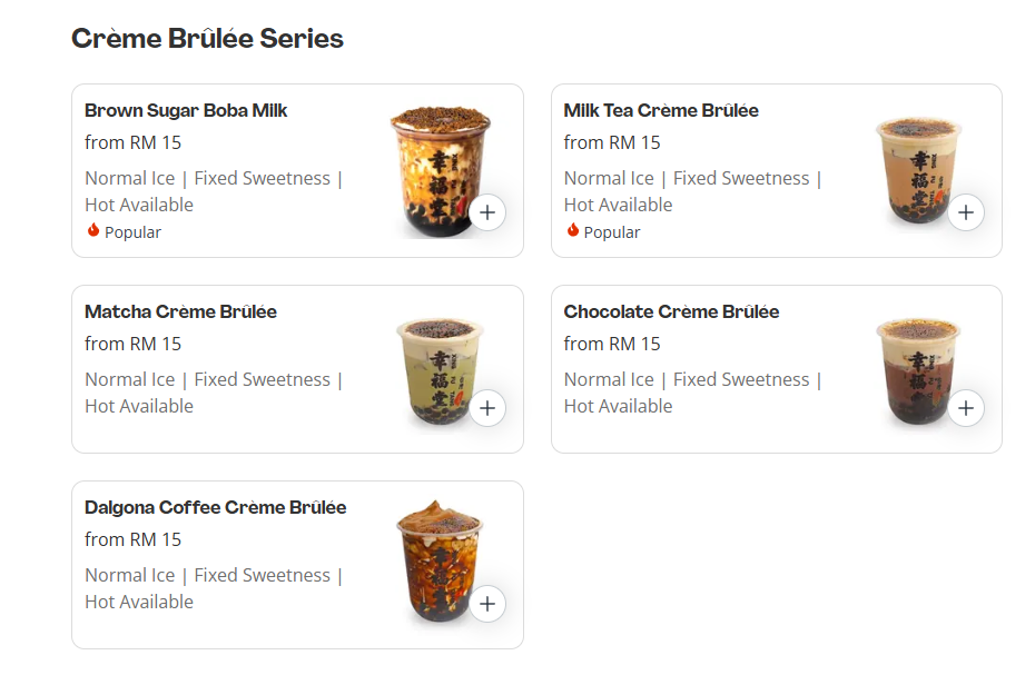 Xing Fu Tang Crème Brûlée Series Prices